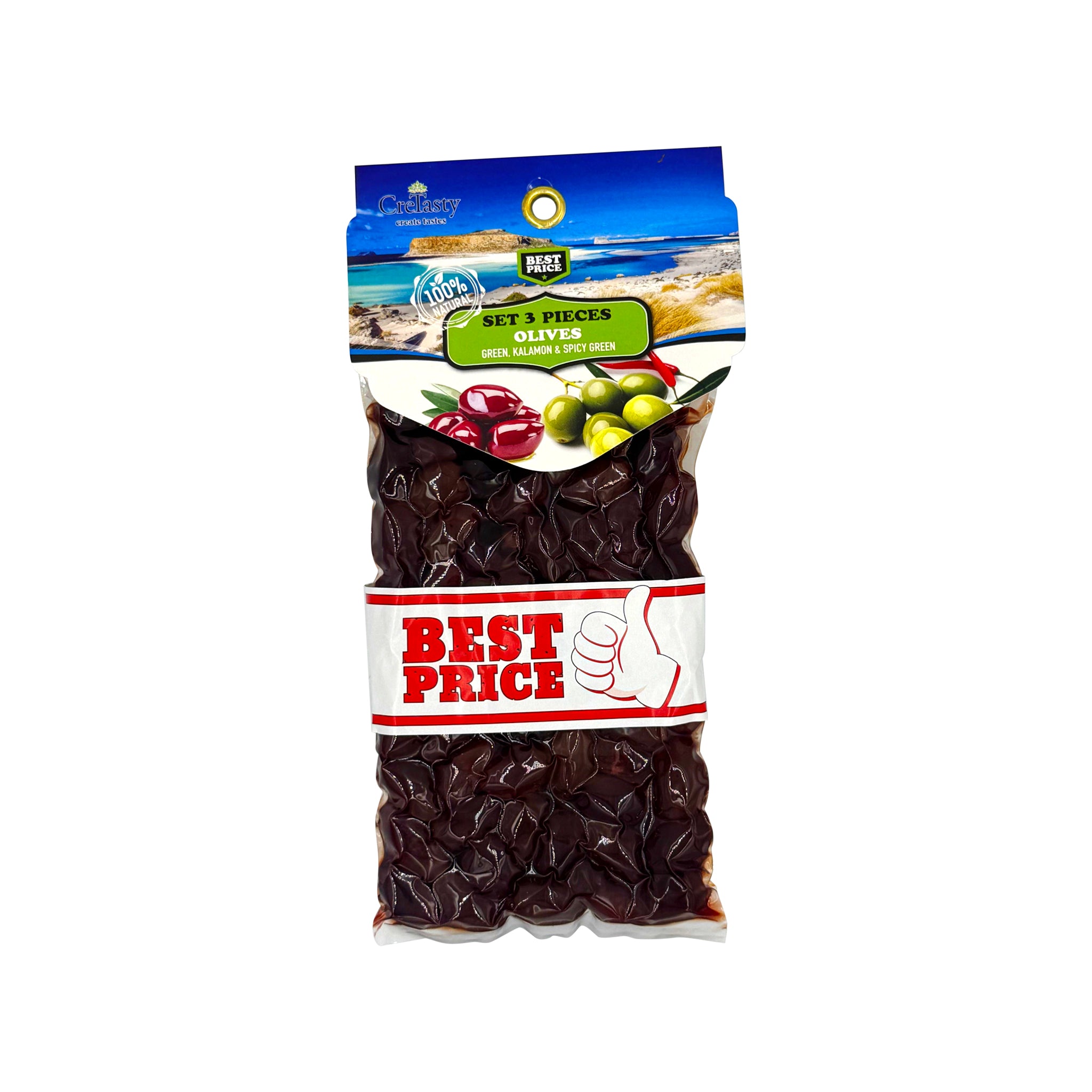 Best Price Ελιές Καλαμών, Πράσινες, Πράσινες Πικάντικες CreTasty 600g