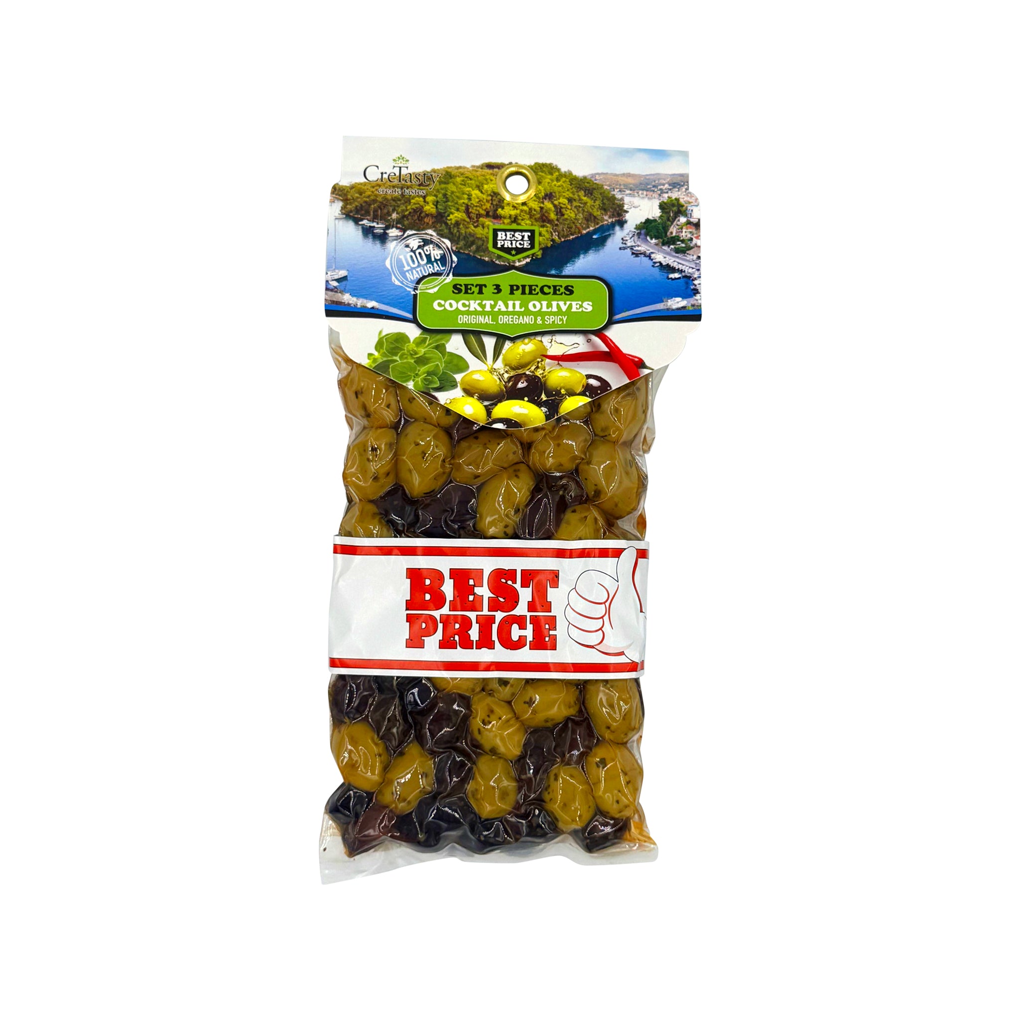 Best Price Ελιές Cocktail, Cocktail Ρίγανη, Cocktail Πικάντικες CreTasty 600g