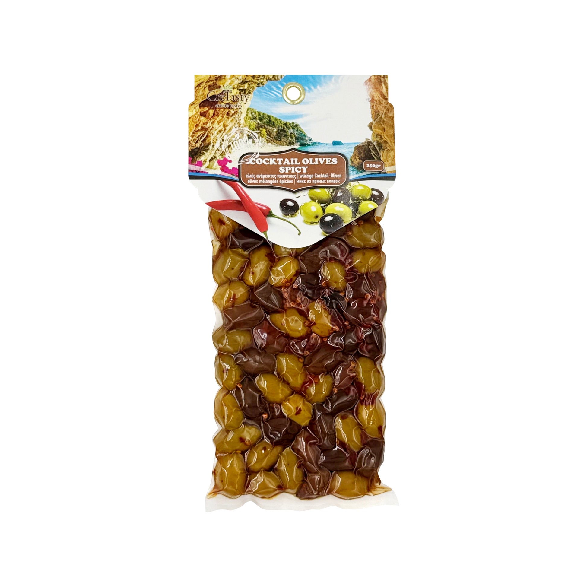Ελιές Cocktail Πικάντικες CreTasty 250γ. – Ελληνικό Προϊόν