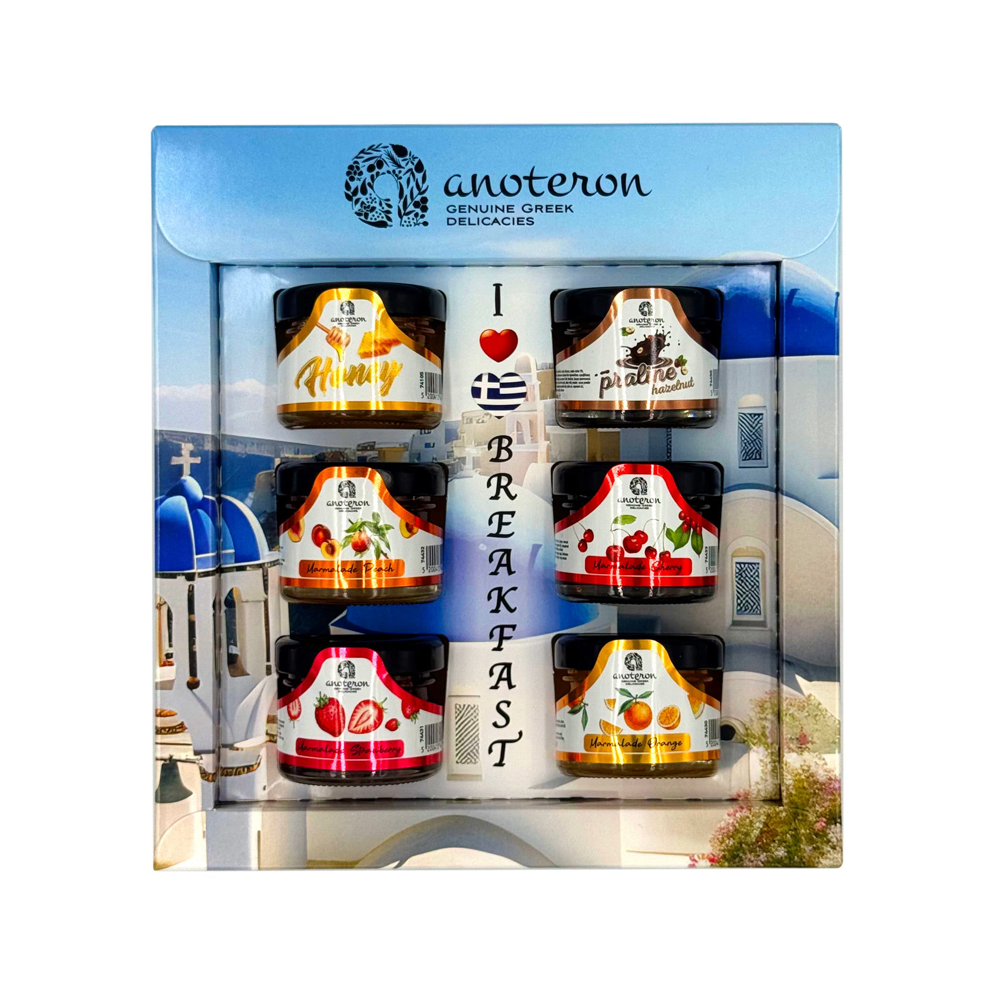 Σετ Δώρου YAMAS Anoteron - 6 Βαζάκια με Μέλι, Πραλίνα & Μαρμελάδες