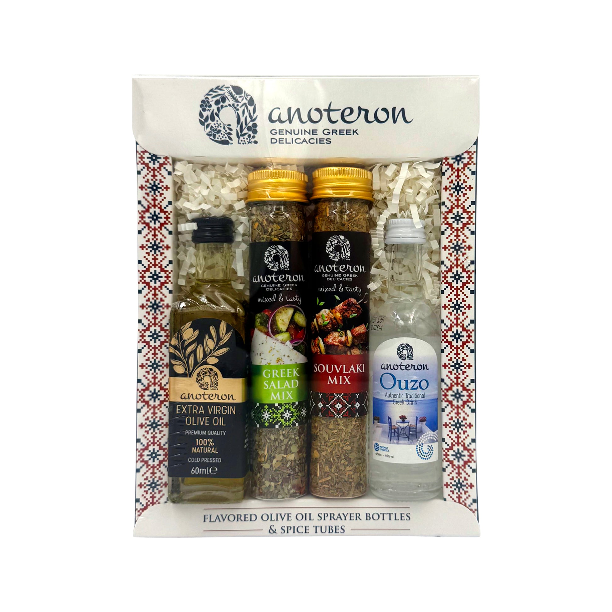 Σετ Δώρου Anoteron - Ελαιόλαδο 60ml, Ούζο 50ml & 2 Μπαχαρικά